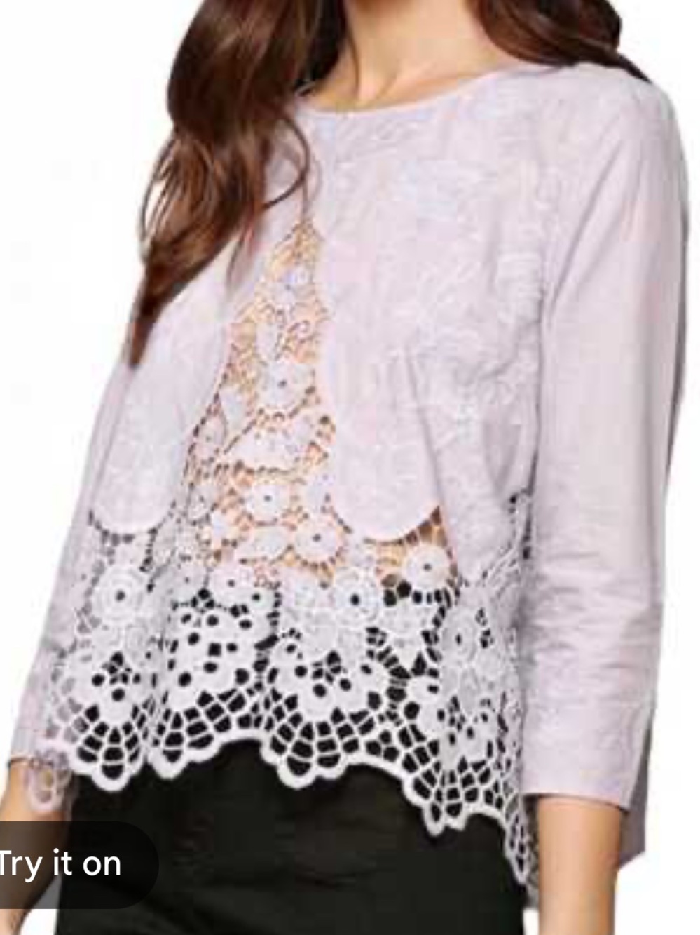 Kimchi Blue Lavender Crochet-Trim Blouse